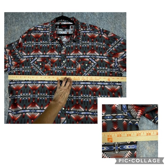 Rock & Roll Denim Southwestern Print Long Sleeve Snap Stretch Western Shirt  2XL - Picture 6 of 16